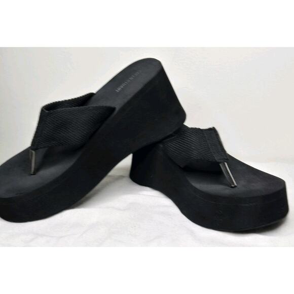Colin Stuart Black Platform Thong Sandals Size 7.5 - Picture 2 of 6